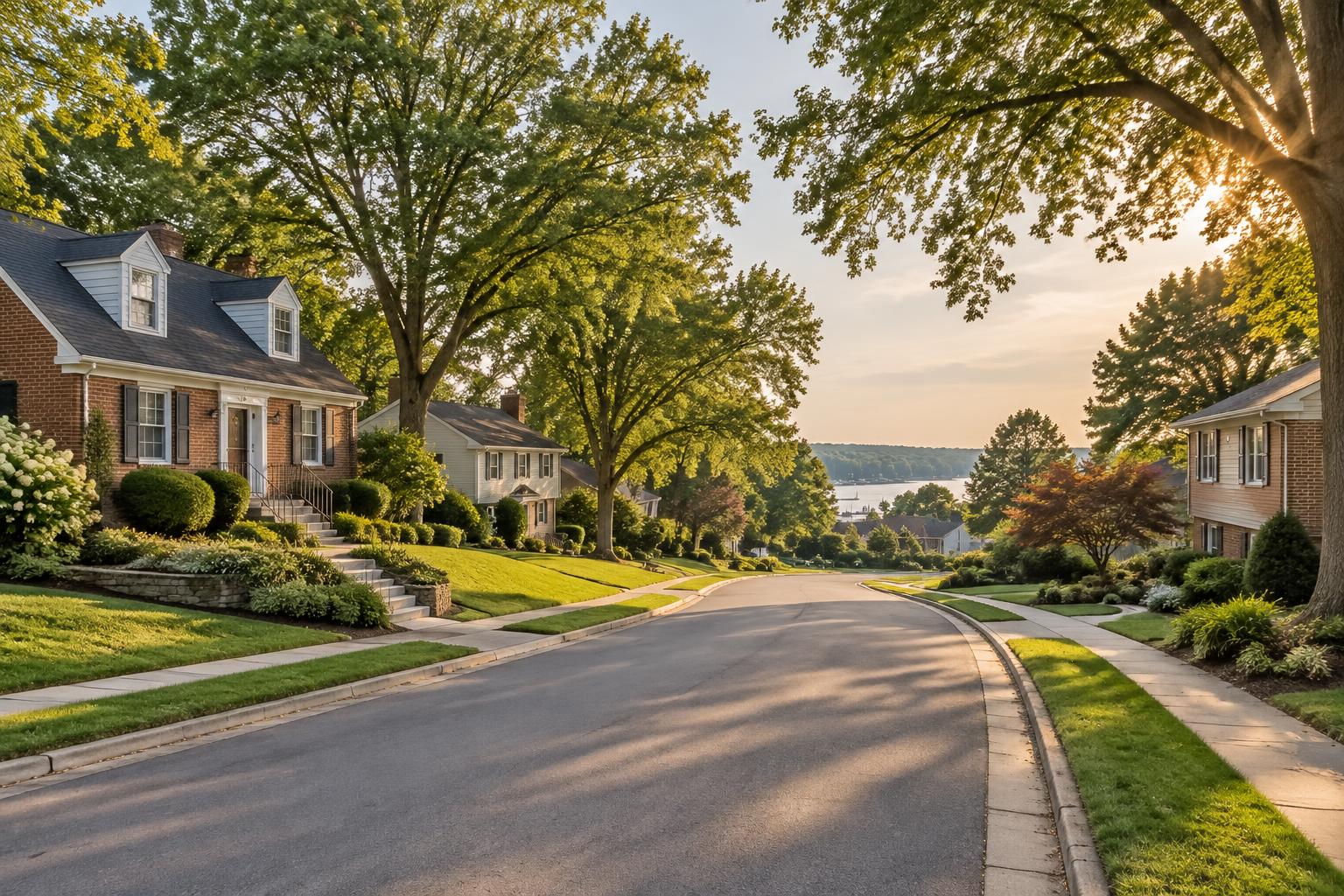 Established Maryland residential street under mature trees